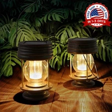 2 luces solares LED para colgar jardín al aire libre luz colgante de linterna