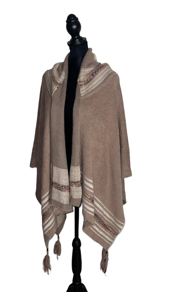 Simply Noelle Cape Women’s One Size Tribal Story Teller Hooded Poncho Shawl Wrap - Image 4 of 4