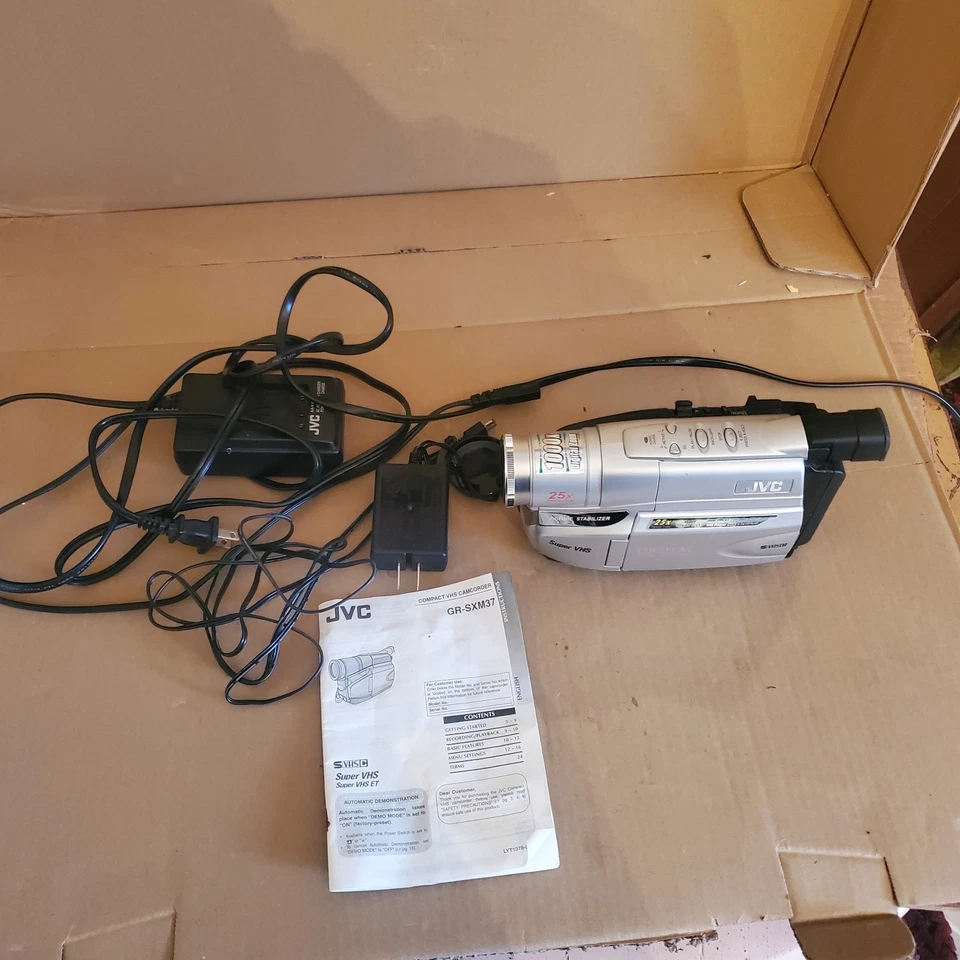 JVC Video Camcorder Super VHS Untested AC Adapter plus battery Charger - Image 2 of 3