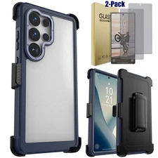 For Samsung S25/Plus/Ultra Case Hard Clip 2-Layers Cover/Privacy Tempered Glass