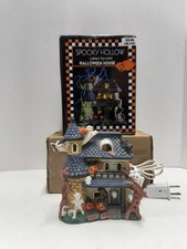 Spooky Hallow Lighted Porcelain Halloween House 1996