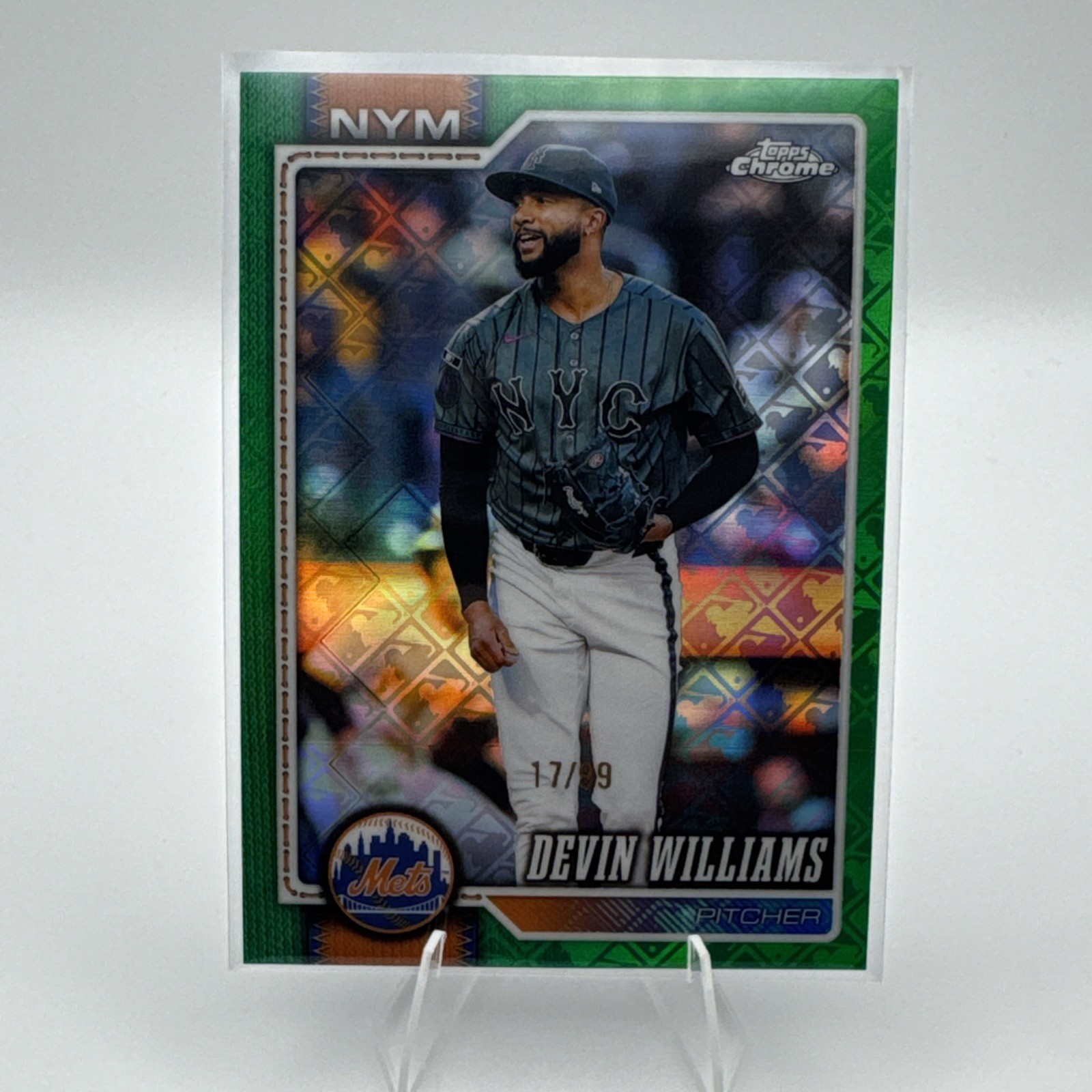 2026 Topps Chrome Devin Williams Green Logofractor /99 Mets
