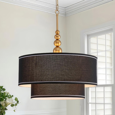 Lighting Double Drum Chandeliers, Farmhouse Style, Perfect Drum Pendant Light fo