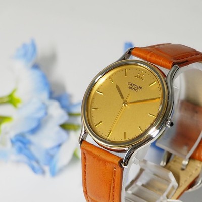 Beautiful condition Credor Seiko SEIKO Leather Belt K18 Bezel Watch ,11000