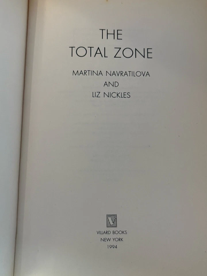 The Total Zone by Martina Navratilova & Liz Nickles RARE Advanced Readers Copy!! - Image 3 of 4