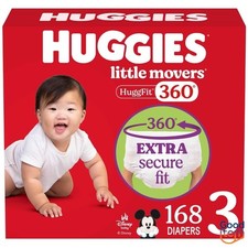 Huggies Little Movers HuggFit 360 Pull On Diapers -Size 3 - 168ct,16-28 lbs