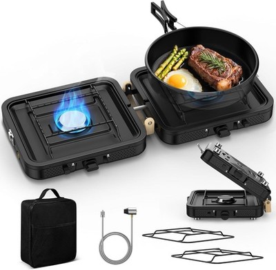 Camping Propane Stove 2 Burner 20000 BTU Portable Folding Propane Stove