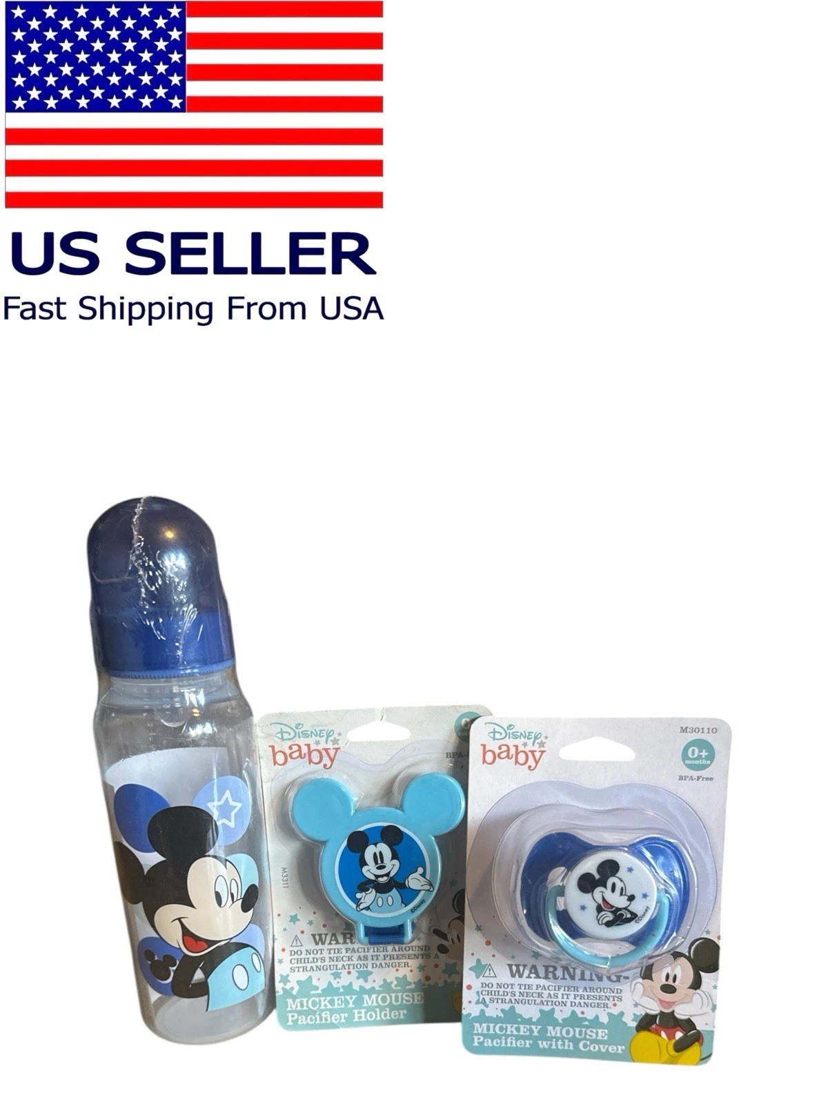 Disney Baby Boy Mickey Mouse Bottle 9 oz Pacifier Pacifier Holder new