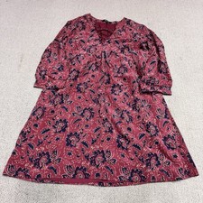 Madewell Dress Women  s Red Floral Long Sleeve Silk Size XS
