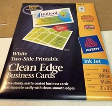 Avery True Print Clean Edge Business Cards Inkjet 2 x 3 1/2 White 150/Pack 8871