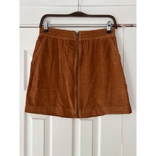 Gap Womens Brown Corduroy Mini Skirt Front Zip A-Line Rust Size 6