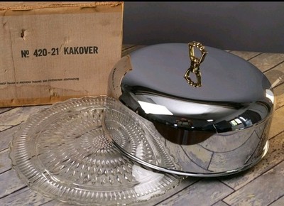 Vintage Kromex Cake Dome Glass Bottom ONLY Atomic MCM ''Kakover''