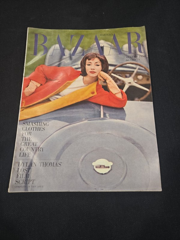 Harper's Bazaar August 1959 vintage Old Fashion Magazine Dylan Thomas