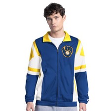 Men's Starter Royal/Gold Milwaukee Brewers Contender Tricot Full-Zip Track