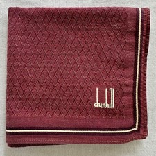 Dunhill VTG Handkerchief Red Fabric Woven Diamond Lattice Pocket Square 18"