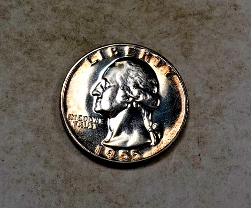 1955 Washington Quarter * Gem Proof Rainbow Toned * Better Date * XQ170