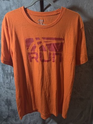 ASICS Run Graphic Logo T-Shirt Orange Purple Mens Medium Athletic Running Tee