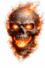Impresionante calcomanía de vinilo calcomanía de teléfono Skull Flames Fire (2 pulgadas) Skeleton Biker