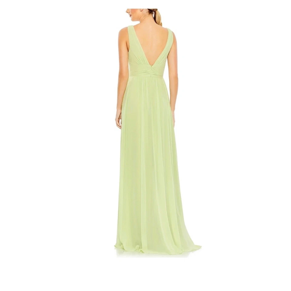 Mac Duggal Ieena Lime Green Chiffon Gown - Size 6 (new) - Image 3 of 4