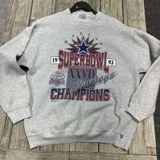 Vtg ‘92 Logo 7 Dallas Cowboys Super Bowl XXVII crewneck Size Large Grey