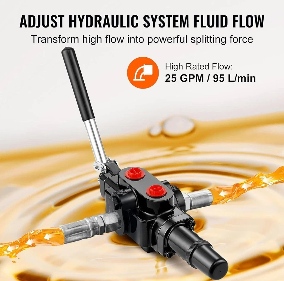 VEVOR LVA1-95 1 Spool 25 GPM Directional, 3626PSI, Hydraulic Joystick Control - Image 3 of 4
