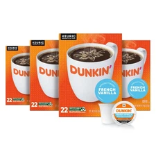 Dunkin' French Vanilla Flavored Coffee, 88 Keurig K-Cup Pods