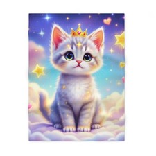 Whimsical Cat Princess Soft Fleece Baby Blanket, Cozy Nursery Decor, Baby ... 