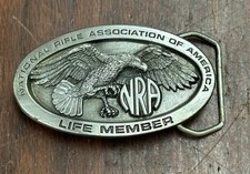 VTG NRA Life Member Belt Buckle USA 3 1/4in. x 1 7/8in.