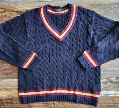 Vintage Brooks Brothers Cable Knit Cricket Preppy Varsity Sweater