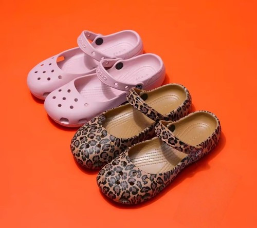 Womens Crocs Classic Leopard Print Ballet Flat Clog-Choose Color