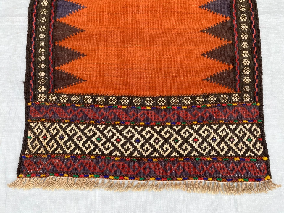 2x6 ft Traditional Handwoven Runner Afghan Vintage Sufreh Antique Wool Area Rug - Image 2 of 4