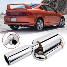 Twin Loop Exhaust Muffler 2.5 In 4.0 Tip Polished Chrome For Acura Rsx Type S