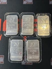 (5) Bar Lot Vintage 1 Troy Oz .999 Fine Silver National Refiners Sealed 5oz