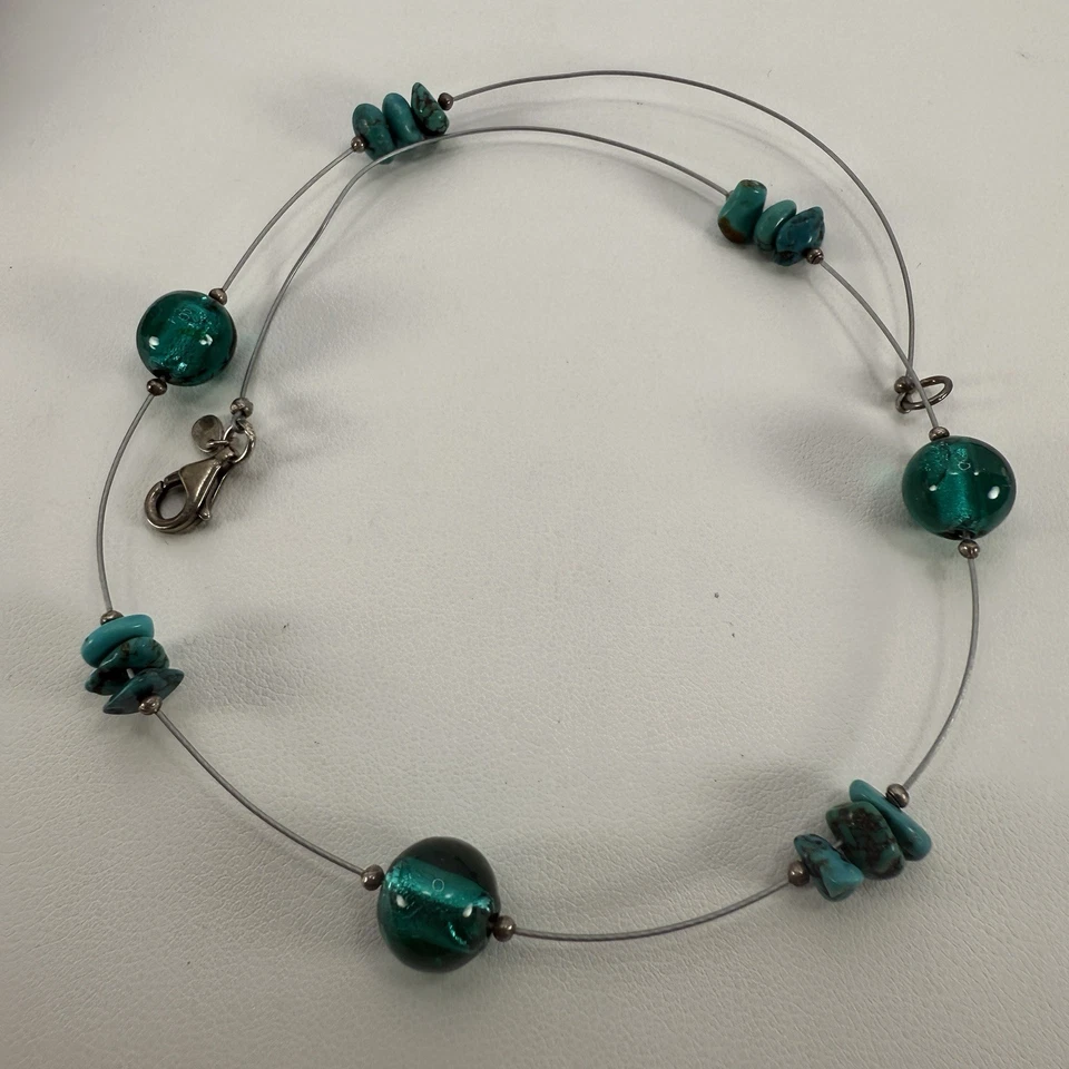 Silpada 925 Sterling Silver Stabilized Turquoise Blue Glass Bead Necklace N2353 - Image 3 of 4