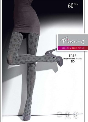 Klassisch Elegant Strumpfhose Fiore Iris 60Den Vintage Rosen Aubergine