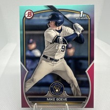 Mike Boeve 1st Bowman 2023 Bowman Draft Aqua & Pink Gradient Bookend 199/199