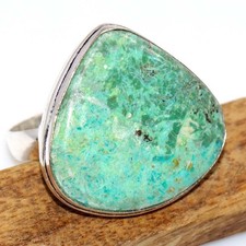 925 Silver Plated African Turquoise Ring US 9 Bohemian Style Gift Trendy GW