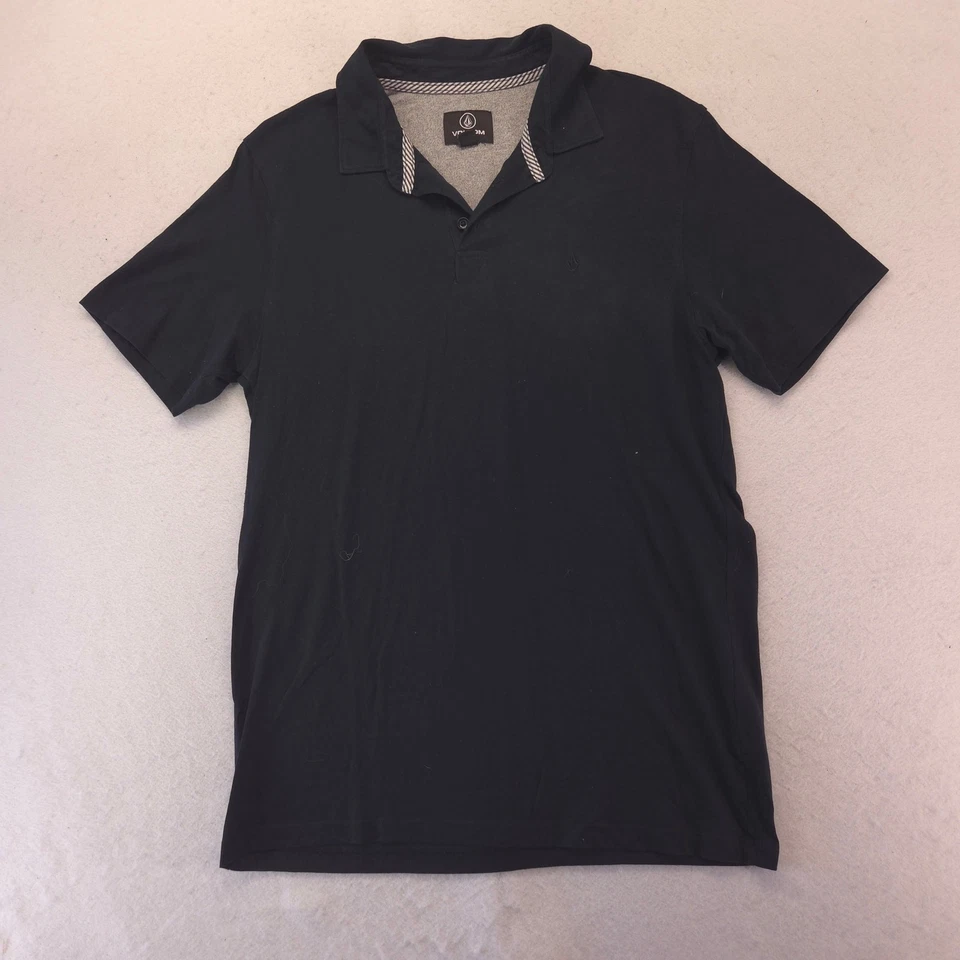 Volcom Short Sleeve Casual Collared Polo Shirt Adult Mens Size Medium M Black - Image 2 of 4