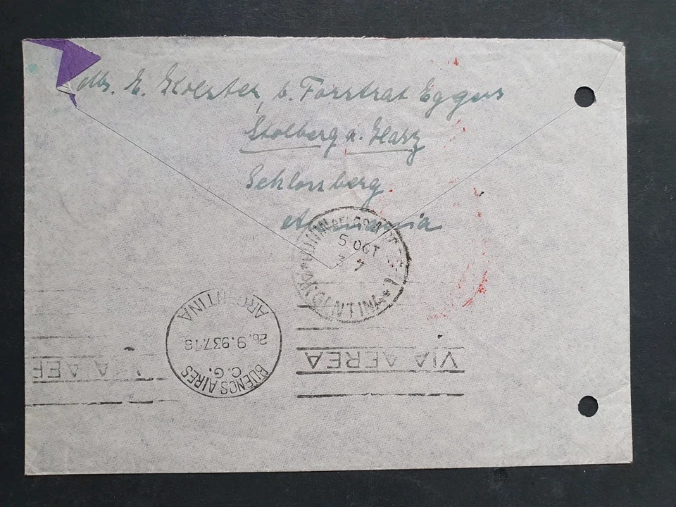 DR Zeppelin Luftpostbrief Südamerikafahrt als MiF ab Halle nach Argentinien - Bild 3 von 4