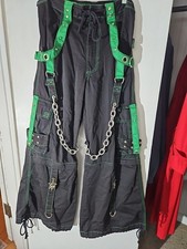 Vtg TRIPP NYC Chains Green Black pants Size XS 30"W X 30"L Goth Emo 14" FLare