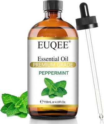 EUQEE Peppermint Essential Oil 118 ml Peppermint Oil with Glass Dropper, Great f
