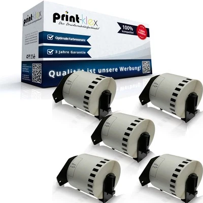 PRINT-KLEX GMBH & CO.KG 5x Kompatible Etiketten Rollen für Brother DK22205 Weiße Rolle-Drucker Pro Serie