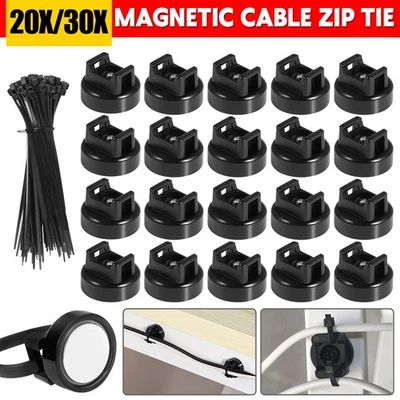 Magnetic Cable Zip Tie Clips Mounting Base Tidy Wire Cord Lead Organiser Holder - image 1 of 4