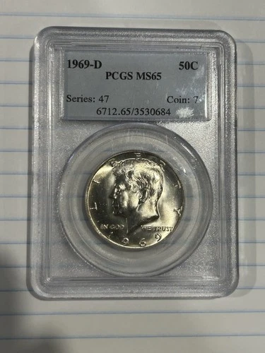 1969 D Kennedy Silver Half Dollar PCGS MS65