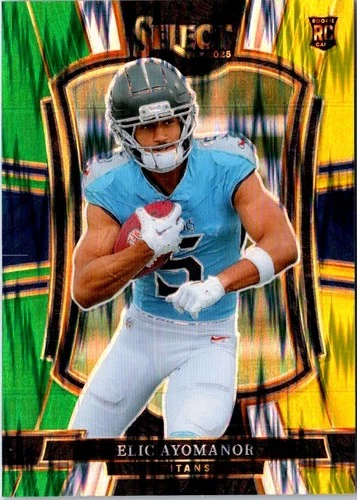 2025 Panini Select Football Green and Yellow Shock Elic Ayomanor #127
