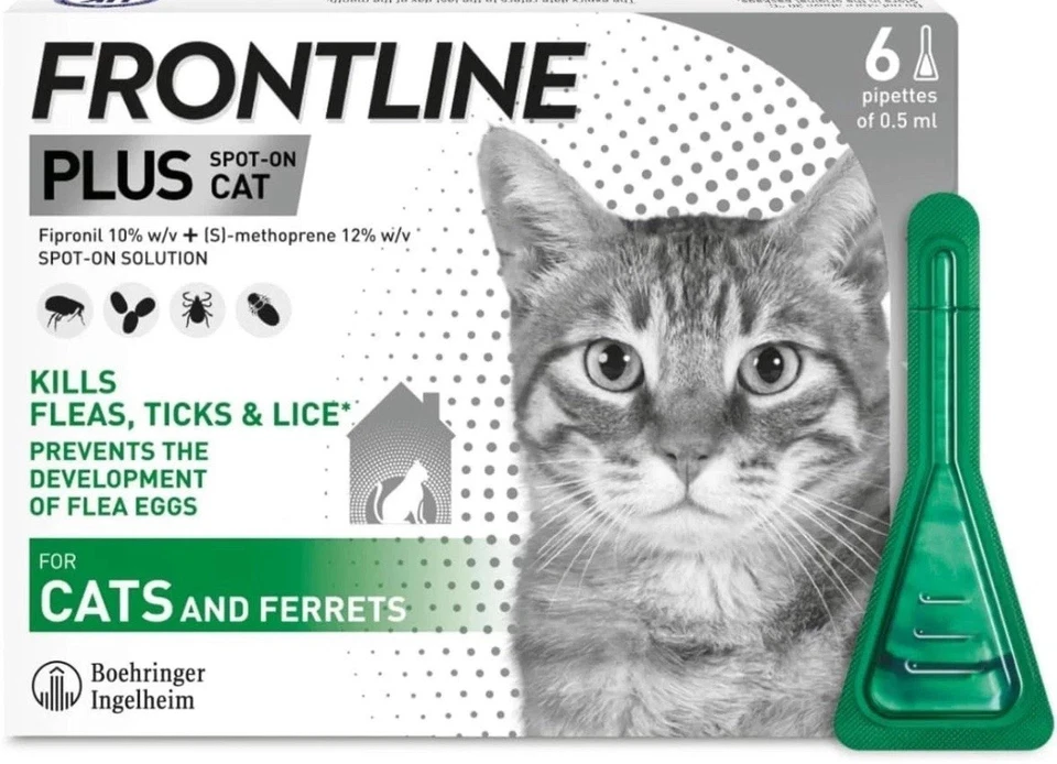 BRANDED Sale. Frontline Plus Spot on Cat For Cats and Ferrets 6 Pipettes