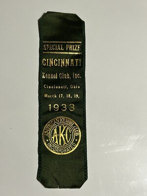 1933 AKC Kennel Club Dog Show Ribbon Cincinnati Ohio Vintage Fair