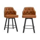 New Listing26" Swivel Leather Bar Stools Set of 2, Counter Height Stools with Tufted Back a