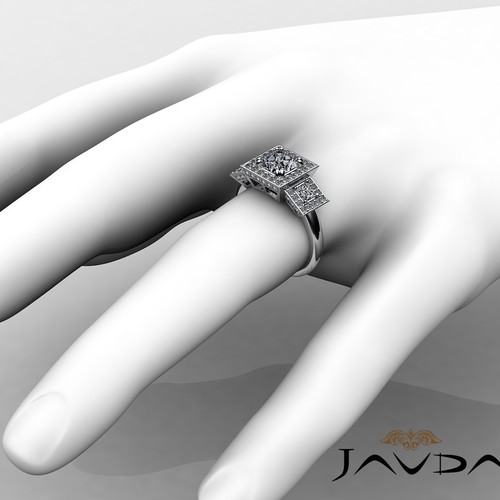 Anillo de compromiso de diamantes talla princesa doble punta halo de 3 piedras GIA F VS2 3,15 quilates - Imagen 4 de 6