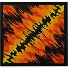 Flame Bandana Wearable Scarf 21x21 Inch Cotton Black Red Paisley Design